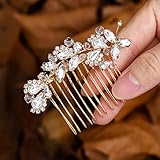 Foyte Crystal Bride Wedding Hair Comb Silver Bridal Headpieces Rhinestone Pearl Hair Pieces...
