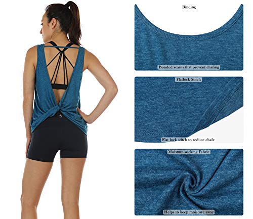 Image of icyzone Workout Tank Tops for Women - Open Back Strappy Athletic Tanks, Yoga Tops, Gym Shirts