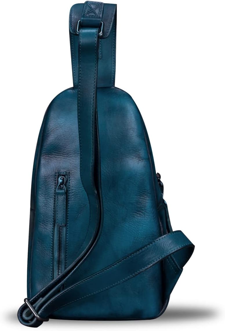 IVTG Genuine Leather Sling Bags for Men and Women Chest Shoulder Backpack Handmade Crossbody Motocycle Daypack - Image 3