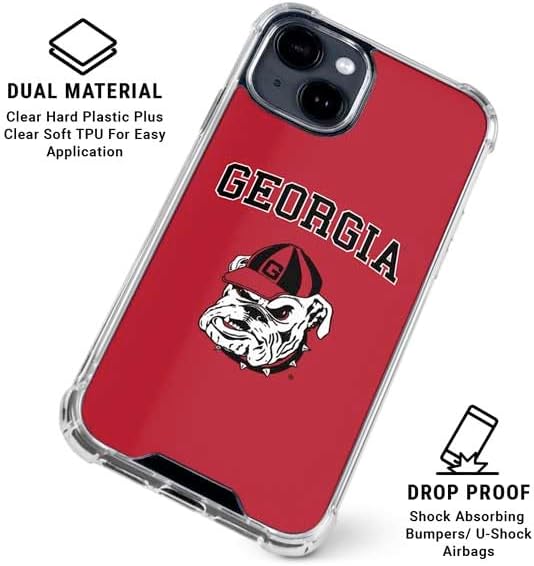 Skinit Clear Phone Case Compatible with iPhone 15 - Officially Licensed University of Georgia Bulldogs Logo Design