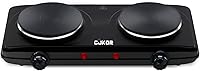 CUKOR Double Cast Iron 2 Burner 1800W Portable Countertop Electric Hot Plate, Dual Stove for Dorm RV Kitchen