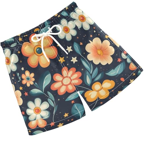 Pigsaly Boys' Swim Board Shorts Rainbow Flower Leaves Boy's Swim Trunks Kids Swimwear 2T