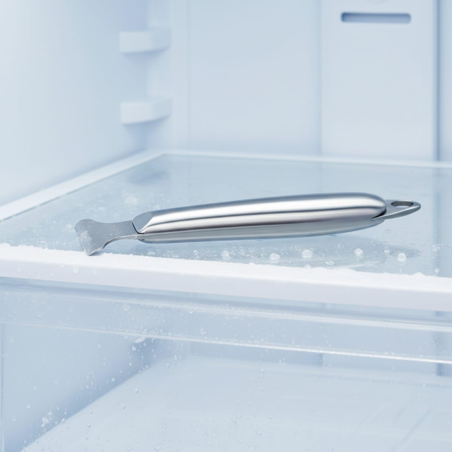 Corrosion-Resistant Freezer Scraper Flat Head Stainless Steel Scraper Compact Ice Remover Handheld, Silver-image-0
