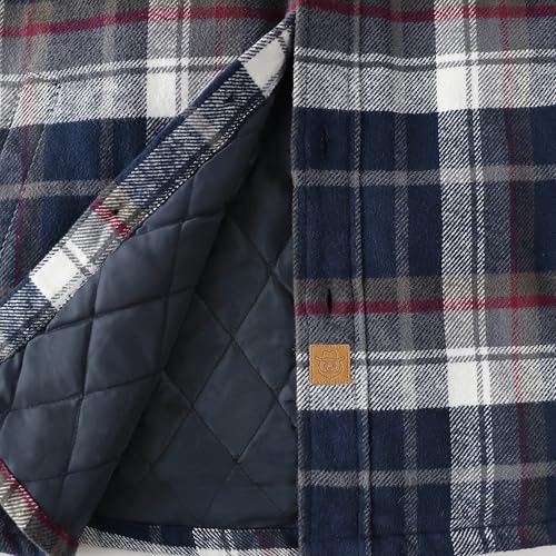 Dubinik® Mens Shacket Flannel Shirt For Men Lightweight Jacket Overshirt Warm Lined Coats Casual Plaid Long Sleeve Button4