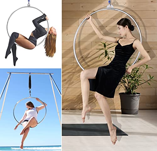 CMYUN Home Gym Aerial Hoop Ceiling Mount, Stainless Steel Lyra Hoop Set with Accessories, Adult Kids Yoga Ring for Gym Fitness, 31