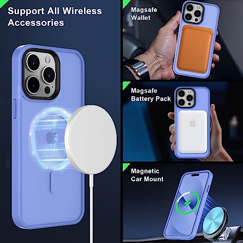 Image of MOCCA Strong Magnetic for iPhone 14 Pro Max Case [Compatible with Magsafe] [10FT Military Grade Protective] Translucent Matte Slim Shockproof Case for iPhone 14 Pro Max 6.7 inch -Blue