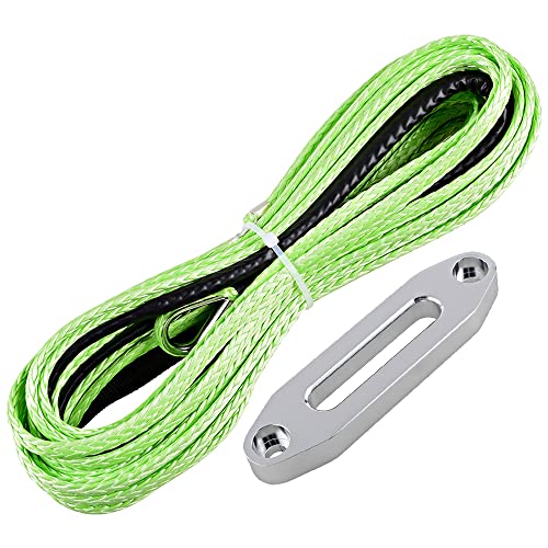 Astra Depot ATV UTV KFI SUV Synthetic Recovery Winch Rope Cable + Hawse Fairlead (50' x 3/16