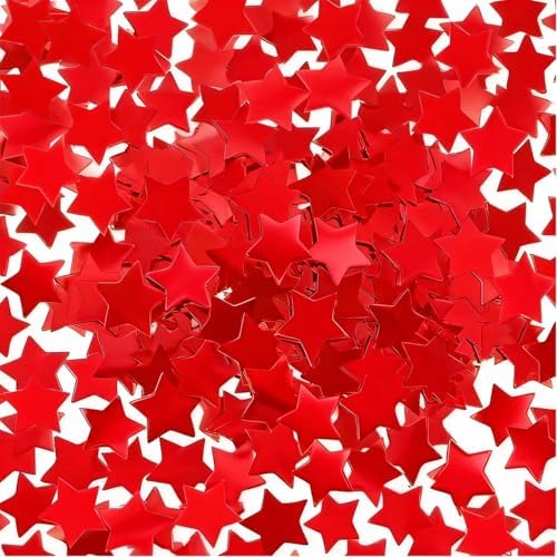 Red Metallic Foil Star Confetti 0.78inch/2cm 8000PCS Table Confet...