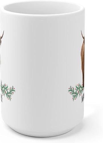Miniatura 2 de Lovesout Divertida vaca escocesa de las tierras altas escocesas con nombre personalizado, regalo de Navidad, regalos de Navidad, taza de café blanca