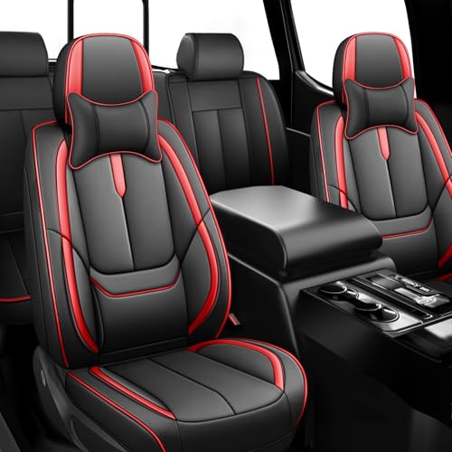 Image of Seat Covers for Chevy Silverado 1500 2007-2026 (Black&Red,Luxury Full Set)