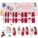 EBANKU 20PCS Noël Gel Vernis à Ongles Autocollants, Nail Art Père Noël Renne Flocon De Neige Rouge Enveloppes Complètes Autocollants à Ongles pour Femmes Noël Nail Art Décor (lampe UV / LED requise)