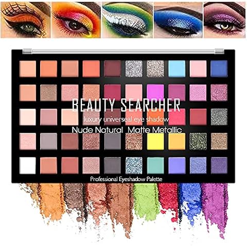 Paleta de sombras de ojos Beauty Searcher de 50 colores con brillo mate y metálicas neutras Cover