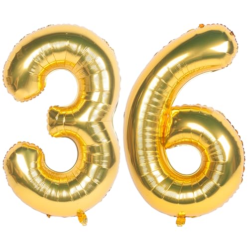 Image of 40 Inch gold Number Balloons 36 Helium Foil Mylar Balloon | Birthday Party banquet Decoration 36