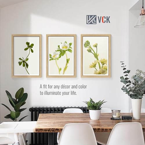 Image of VCK 12x18 Frame 5 Pack, Oak Wood, 11x17 Mat, Glass, for Picture Prints