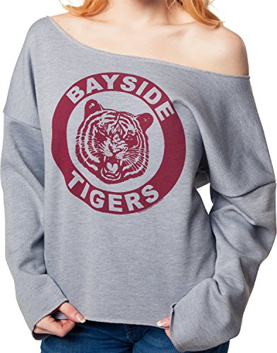 Saved by The Bell Women's Cut Off Junior's Sweatshirt Grey Large