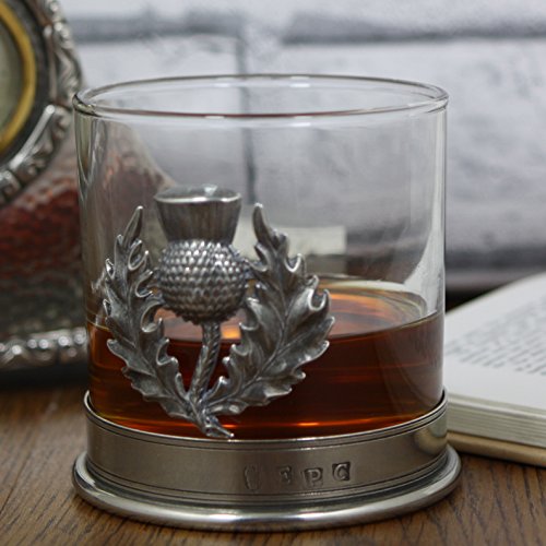 English Pewter Company 11oz Double Tumbler Scottish Thistle Set Old Fashioned Whiskey Glass [SG706]