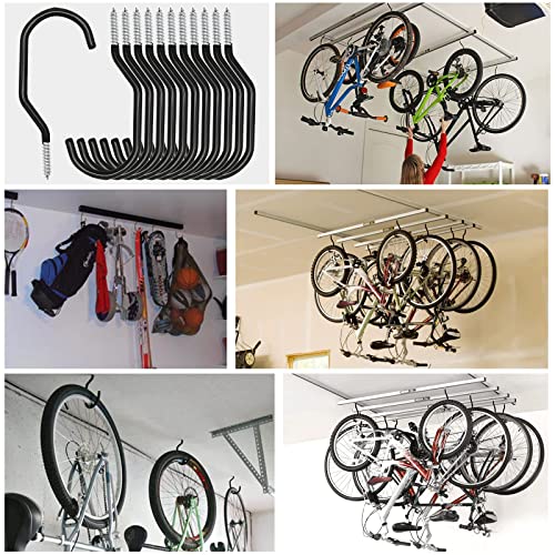 Menecor 12Pcs Heavy Duty Bike Storage Hooks Bicycle Wall Mounted Hooks Large Screw Hooks For Wall,Ceiling #TOP3