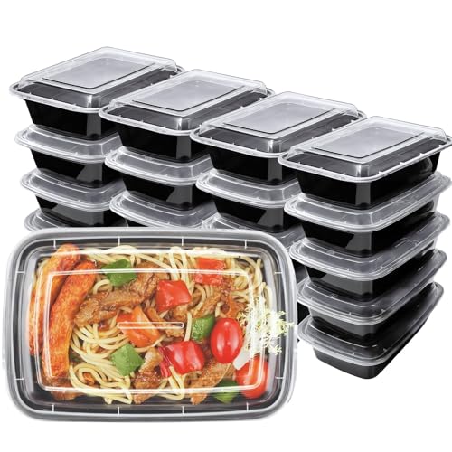 HENSHOW 1 Fach Meal Prep Container mit 20er, 1000ML Prämie Wiederverwendbar BPA Free Lunchbox mit Deckel, Mikrowelle, Gefrierschrank, Spülmaschinenfest