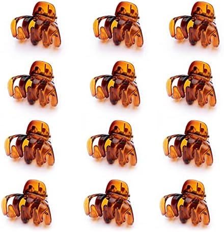 Cobahom 12 Pcs Small Hair Claw Clips 1.2 Inch Plastic Hair Clips for Thin Hair No-Slip Mini Hair Clip Hair Styling Accessories for Women and Girl (Brown)