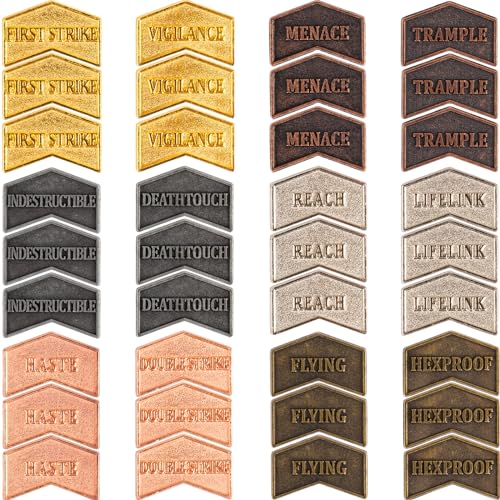 36 Pieces Magic The Gathering Antique Metal Token Counter MTG Keyword Counters Creature Stats Buff Tokens for CCG Card Gaming Accessories