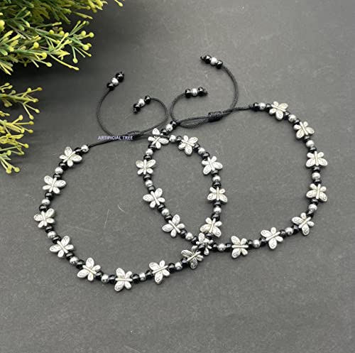 German Silver Butterfly Charms Adjustable Anklets (AT ANK 056)
