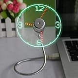 VANKER Ventilador portátil mini USB LED de reloj, una pieza única de regalo USB reloj ventilador con función de visualización en tiempo real para computadora portátil ventilador de refrigeración