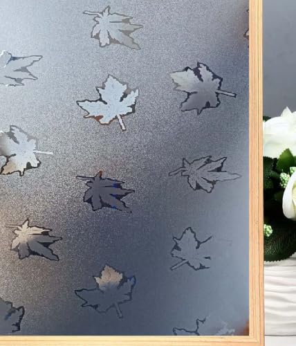 Image of SUNBIRD Window Film Privacy Colorful Window Sticker, Decorative Window Vinyl, Adhesive Home UV Blocking, Heat Insulation Static Cling for Bathroom Office (24 X 120 INCHES, Maple Leaf)