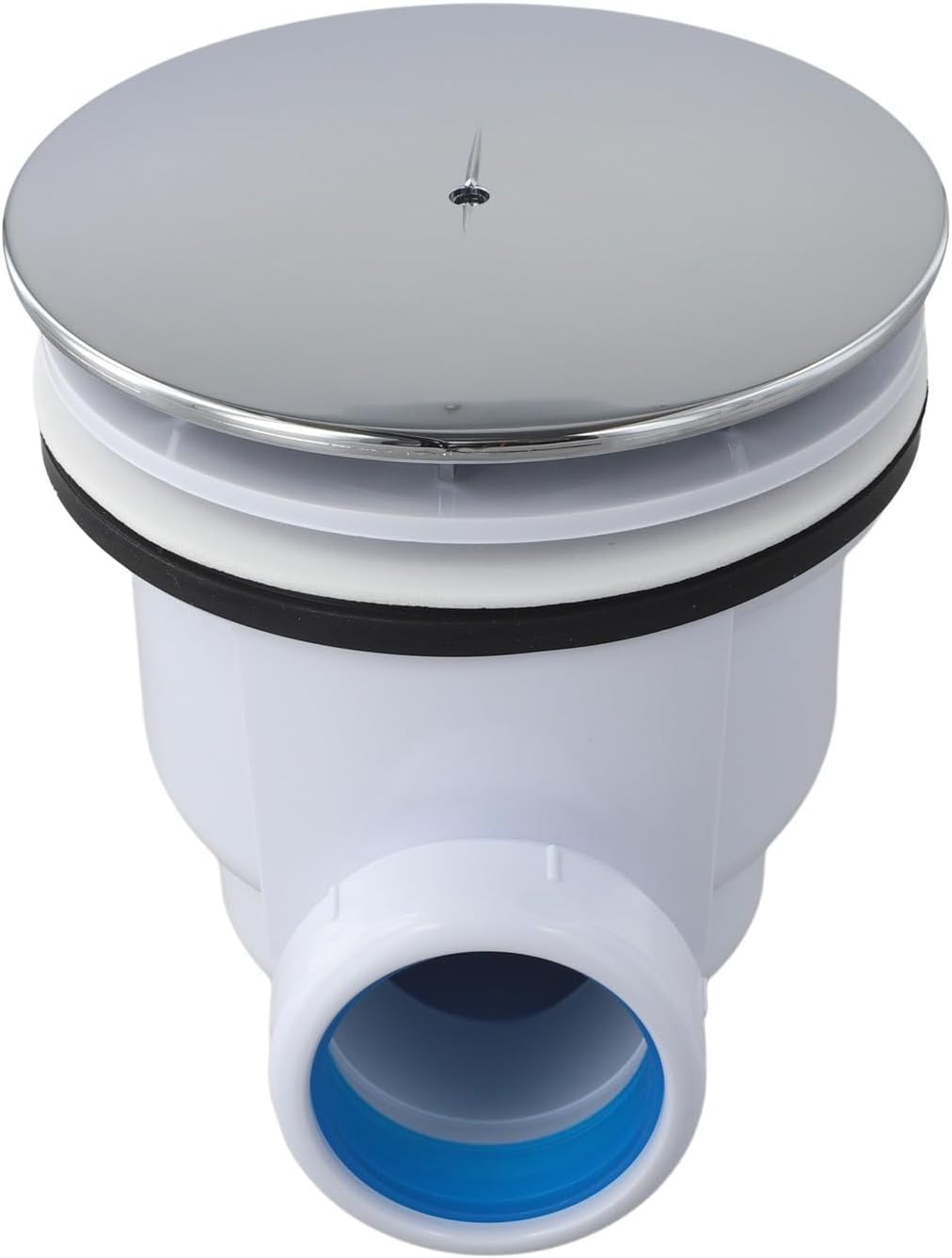 Shower Tray Waste Trap with Chrome Dome Top for Fast Flow Drainage up to 32 L/min, Easy Clean Shower Drain Strainer Compatible with Standard UK Shower Trays, White