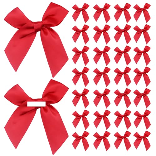 30Pcs Red Mini Self Adhesive Bows Satin Ribbon Bows for Valentines Gift Ribbon Bowknot for DIY Craft Scrapbooking Wedding Gift Wrapping Valentines Day Decoration