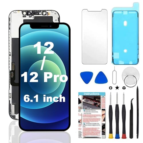 for iPhone 12/12 Pro Screen Replacement 6.1 inch 3D Touch LCD Display Digitizer Frame Assembly Kits with Repair Tools