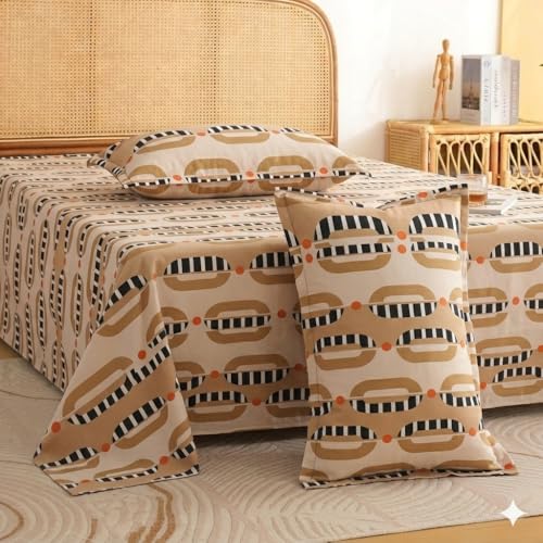 Image of Castiqa Elastic Fitted Supersoft Premium Polycotton 200TC Super King Size 108x108Inch Jointless Bedsheet with 2 Pillow Covers (Circles, Super King 108x108inch (12 inch Mattress))