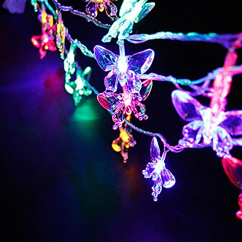 Tebocr Butterfly Solar String Lights Outdoor 16 Feet 20 Led Multicolor Waterproof Solar Powered Fairy Lights 8 Modes Decorative Lights For Patio Garden Yard Fence Wedding Christmas Party #TOP3