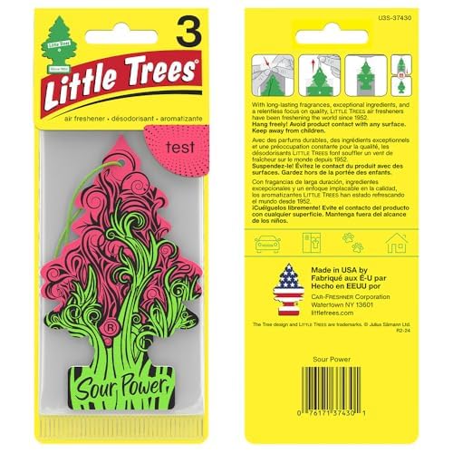 Image of LITTLE TREES Car Air Freshener | Hanging Tree Provides Long Lasting Scent for Auto and Home | 24 Air Fresheners |Sour Power