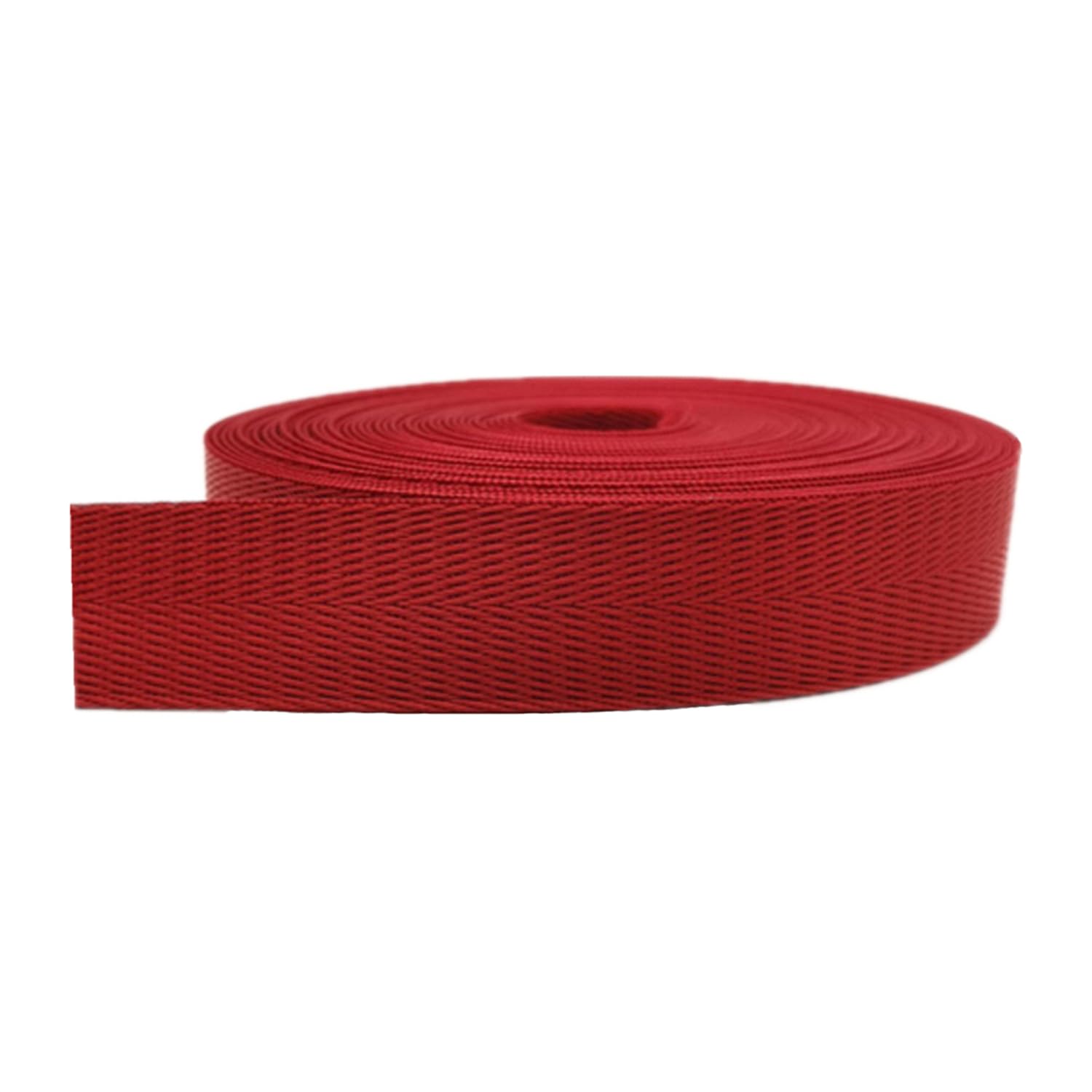 dfEDRd Webbing, Nylon Band Herringbone Twill Multicolor Multiple Sizes(Red,25mm/5 yard)