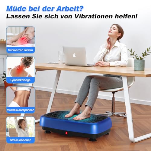 Vibrationsplatte, EvoSpark Vibrationsplatte Testsieger 2025 Verbesserte mit Doppelmotoren für Abnehmen, Ganzkörpertraining - Massagegerät, 450 LBS Power Plate Vibrationsboard für Home Workout
