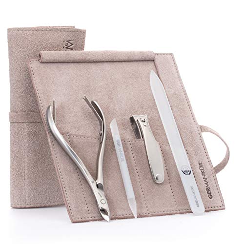 GERMANIKURE 4pc Manicure Set in Beige Suede Case - FINOX