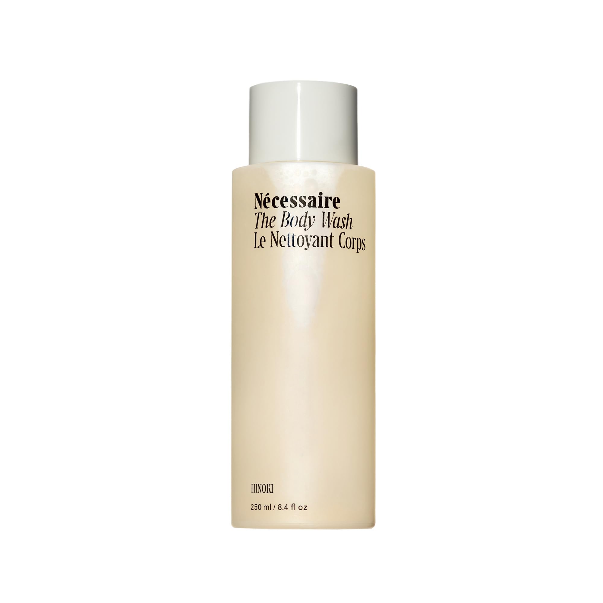 Nécessaire The Body Wash Hinoki - Natural Body Wash for Women & Men, Softening Shower Gel with Gentle Exfoliating Acids AHA/BHA/PHA. Gel Cleanse, 8.4 fl oz.