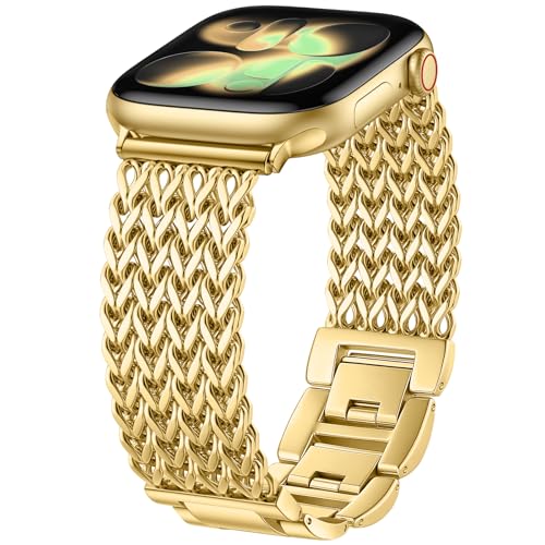 Metal Band Compatible with Apple Watch Bands for Women 40mm 41mm 42mm 38mm 44mm 45mm 46mm 49mm, Dressy Stainless Steel Link Bracelet, Designer Strap for iWatch Series 11/SE/10/9/8/7/6/5/4/3/