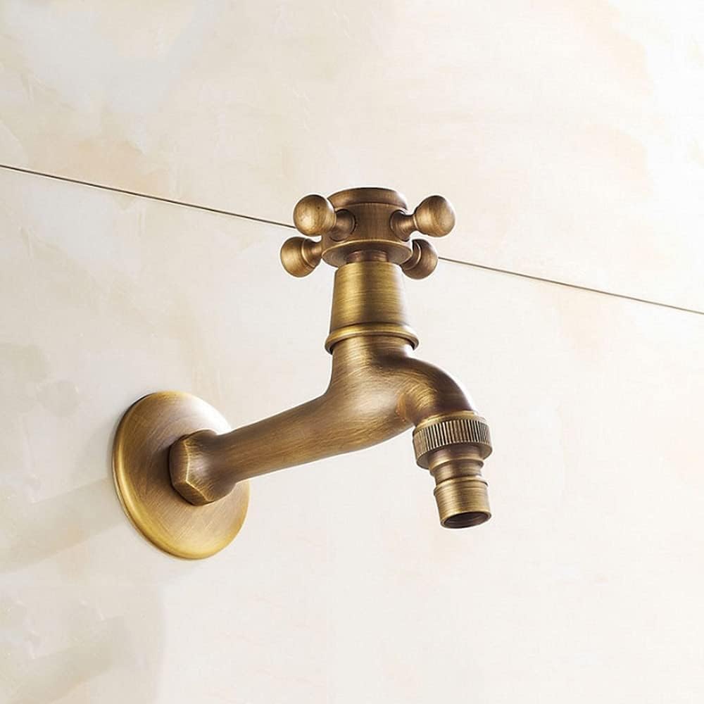 Antique Faucet Dual European Style Purpose Bathroom Wall Mounted Single Cold Washing Machine Mop Pool Outdoor Garden Tap