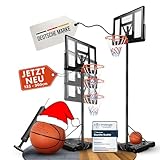 VALENESS® Basketballkorb Outdoor - [135 bis 305 cm] Höhenverstellbarer und Wetterfester Ständer - Profi Korb Mit Basketball und Pumpe für Kinder und Erwachsene
