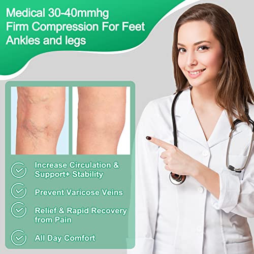 Supervitae 2 Pairs Thigh High 30-40 mmHg Compression Socks for Men & Women Extra Firm Closed Toe Thigh High Compression Socks for Swelling Edema Men and Women4