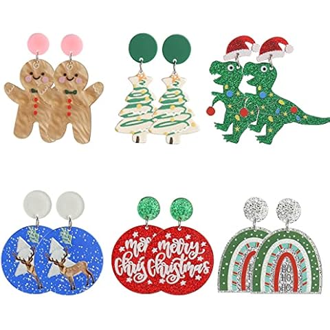 Christmas Stud Earrings for Women Christmas Acrylic Earrings for Women Gingerbread Earrings Dinosaur Earrings Rainbow Earrings Christmas Decorations Cover