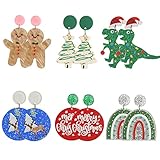 Christmas Stud Earrings for Women Christmas Acrylic Earrings for Women Gingerbread Earrings Dinosaur