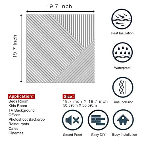 Image of Kayra Decor 3D Self Adhesive Wall Panel White Color Stripe Design Pack of 18 Covers 48.42 Sq. ft.