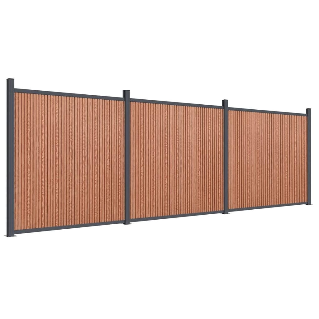 Festnight WPC Sichtschutzzaun 526x186 cm WPC Zaun Sichtschutz Zaun Lamellenzaun Zaunelemente für Draußen Gartenzaun Braun