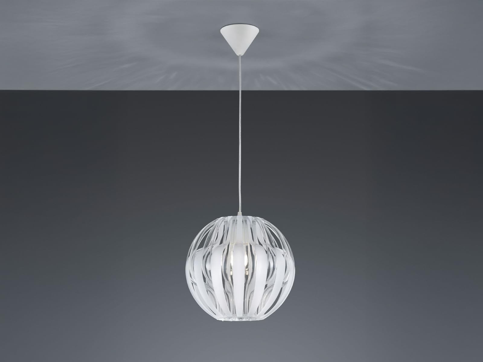 Ściemniana lampa wisząca LED kula 1 źródło światła tworzywo sztuczne białe/przezroczyste, Ø 30 cm