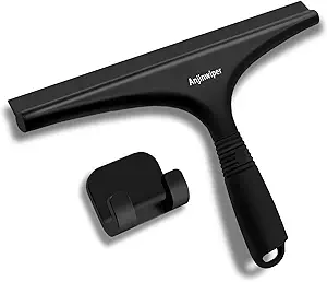 All-Purpose Shower Squeegee for Glass Doors, Silicone Squeegee for Bathroom, Shower Doors, Mirrors, Tiles, 10 inch, Black