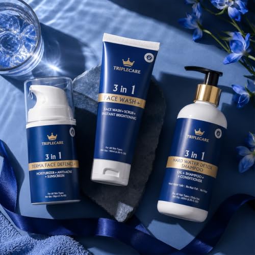 Image of 3-in-1 Personal Care Gift Set for Men & Women | Face Wash, Sunscreen & Hard Water Detox Shampoo | Skincare & Self Care Kit, Hair Care Kit, Grooming Set for Daily Use, Travel & Gifting