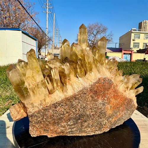 Cristal de cuarzo amarillo natural en racimo de 800-900 g para decoración 7