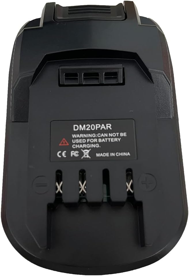 Battery Adapter Converter for Dewalt 18V/20V & Milwaukee 18V Lithium Batteries, Compatible with Parkside 20V Batteries, Black, Type A Plug, Proprietary Connector